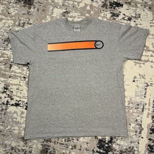 Vintage Y2K Gray Nike T Shirt Orange Stripe NIKE Silver Tag 2XL